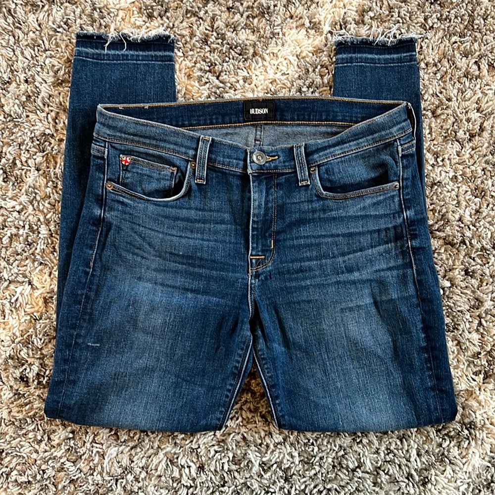 HUDSON krista ankle super skinny jeans, raw hem, sz 30